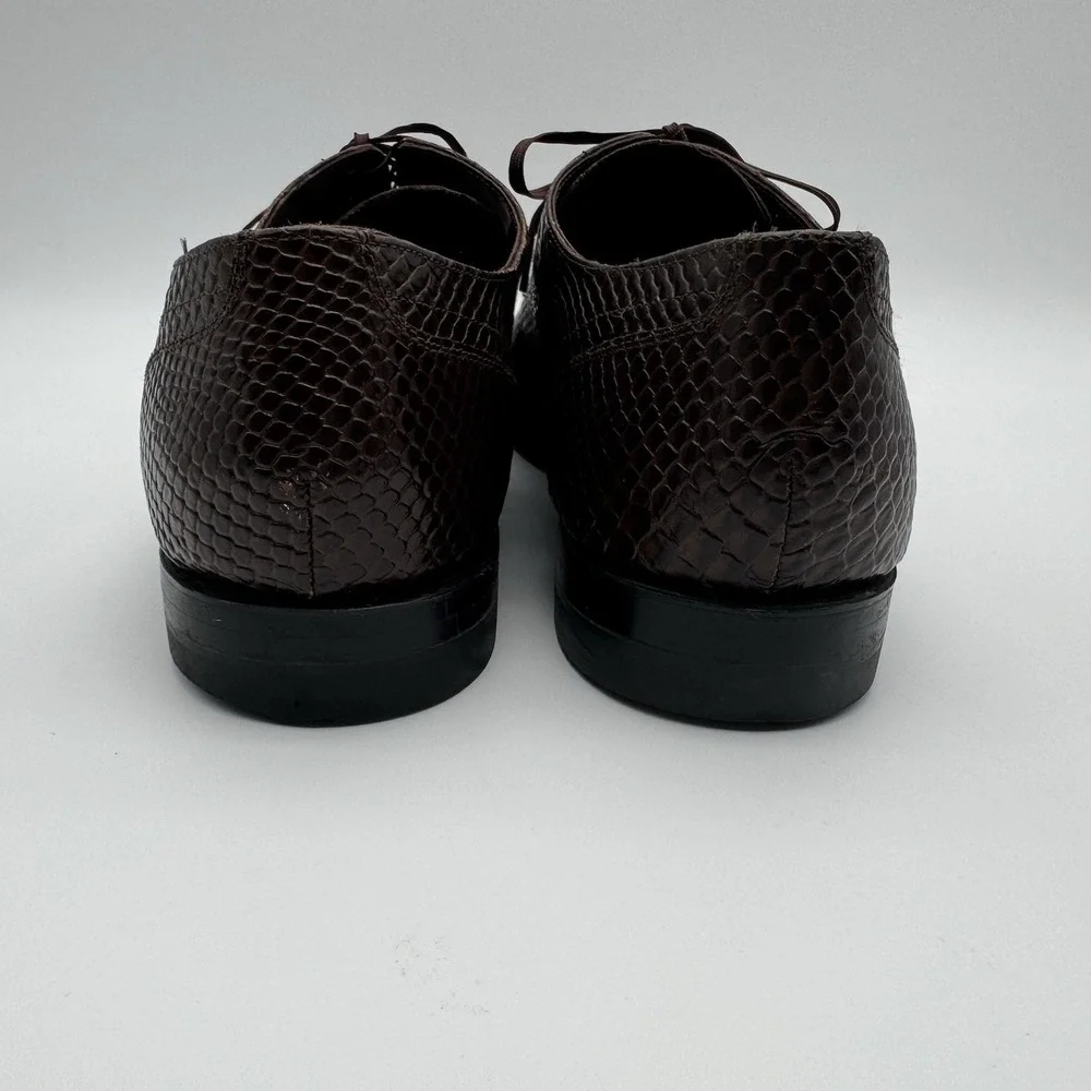 Stacy Adams Madison Anaconda Size 14D Print‎ Leather Mens Shoes Brown Biscuit